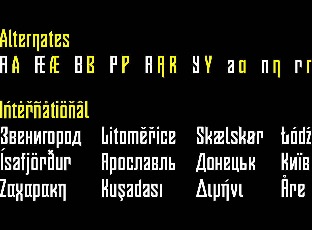 Alternates and international characters